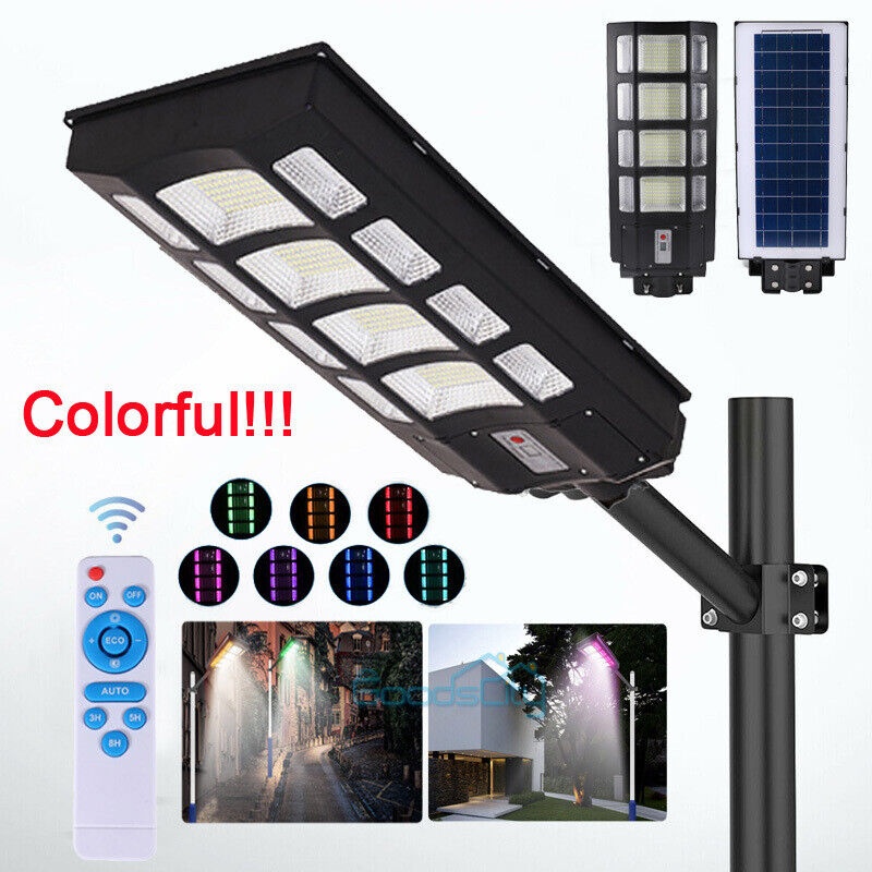 ny Super Bright Commercial Solar Street Light 7 Fargeendring Dusk to Dawn Road Lamp