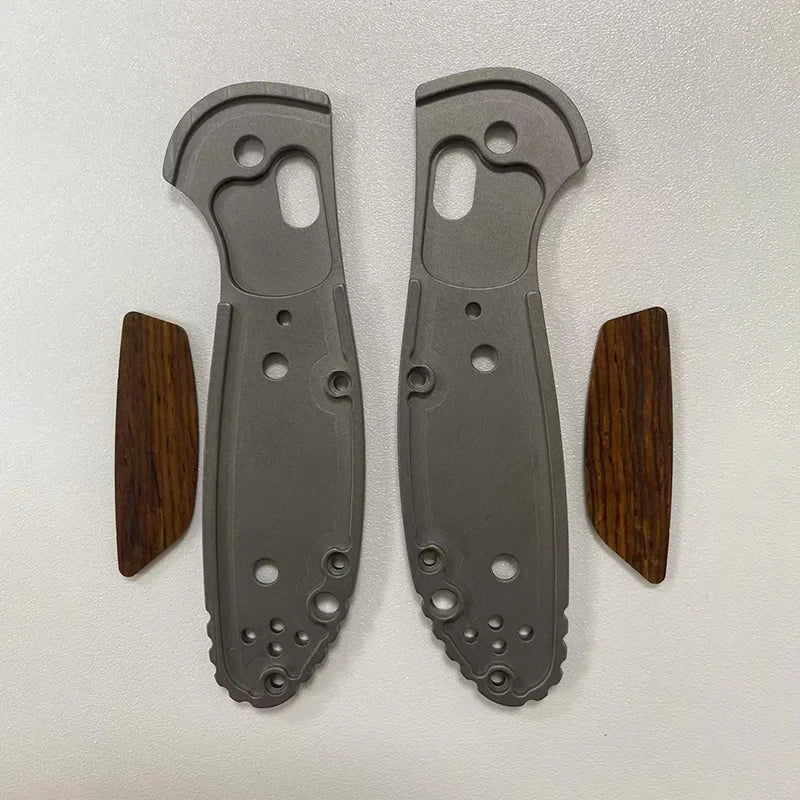 Titanium +Natural Wood Handle Scales for Benchmade Griptilian 555-556 Knives 07FC0E-D4 - KOEEK