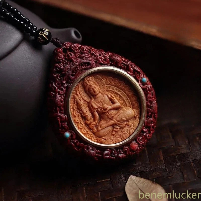 Rosewood Handcarved Twelve Zodiac Guardian God Necklace Amulet Pendant Jewelry 07FC0E-D4 - KOEEK