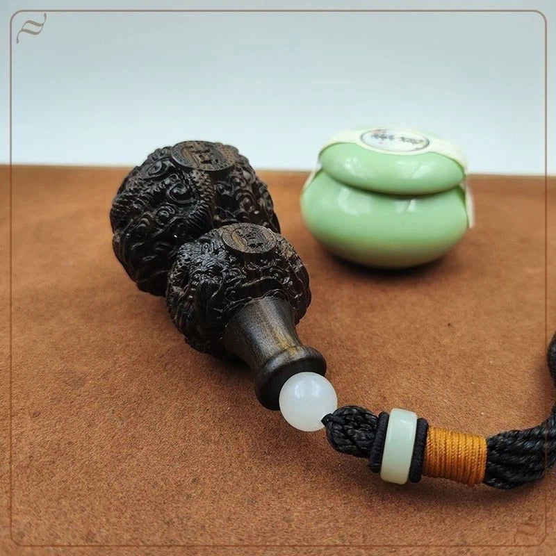 Vietnam Agarwood Gourd Car Hanging Ornament Hand Carved Wood Pendant Gift 07FC0E-D4 - KOEEK