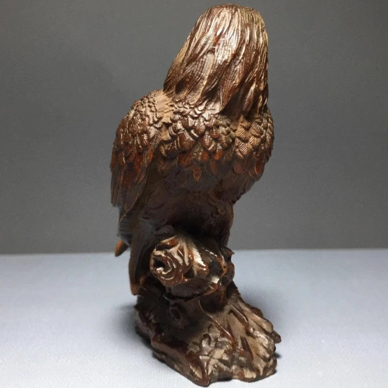 9cm Retro Wood Carving Eagle Ornament Home Furnishings Decoration Handicraft 07FC0E-D4 - KOEEK