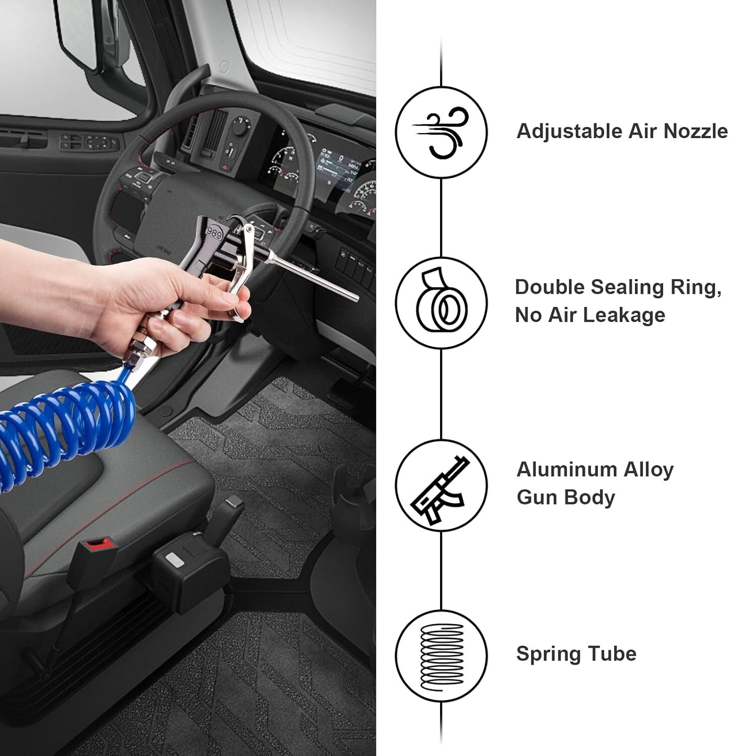 new Blue Heavy Duty Truck Air Duster Blow Gun Cleaning with 23FT Meter Long Coil...