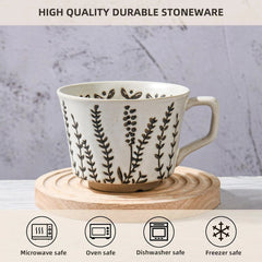 Ceramic Coffee Mugs, 12 oz Novelty Unique Tea Mugs with Large Handles, Set of 4 07FC0E-D4 - KOEEK