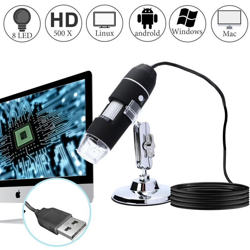 nytt 1600X Zoom 8LED HD 1080P USB Mikroskop Digital Lupe Endoskop videokamera