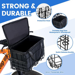 new Front Folding Bike Basket with Removable Liner Bag - Quick STANDARD, black 07FC0E-D4 - KOEEK