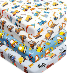 4-piece baby boy crib sheet set, soft and snug baby boy mattress cover 07FC0E-D4 - KOEEK