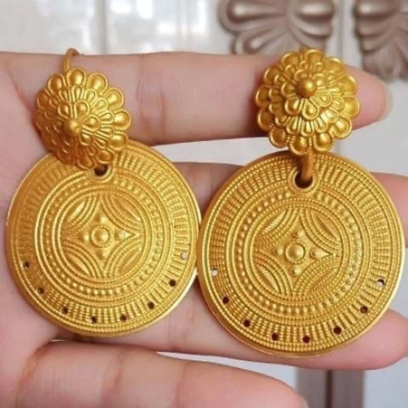 Ethnic Style Handcrafted Carved Floral Earrings Flower Jewelry 07FC0E-D4 - KOEEK