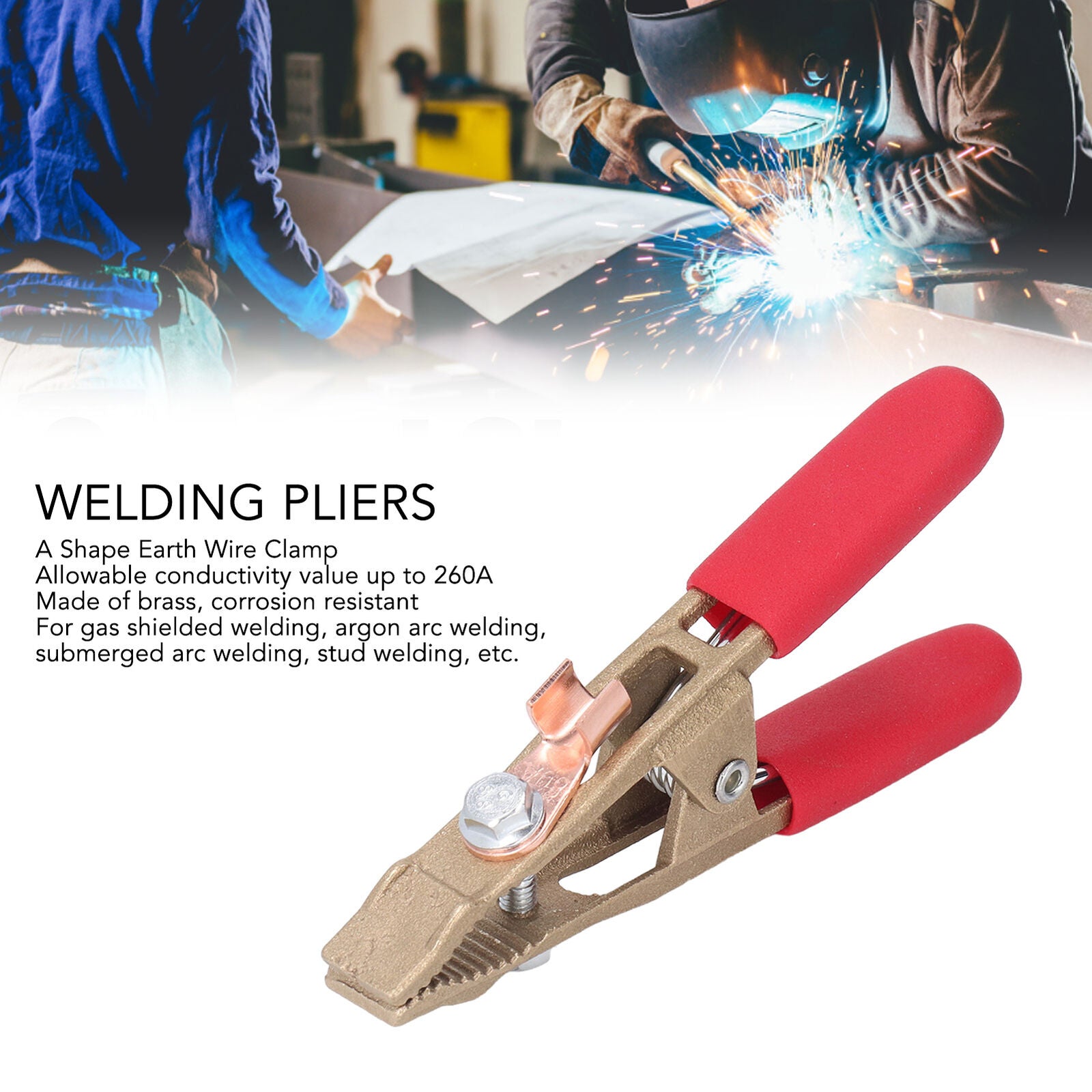 new A Shape Earth Wire Clamp Brass Grounding Clamp Argon Arc Welding Pliers 260A koeek - KOEEK