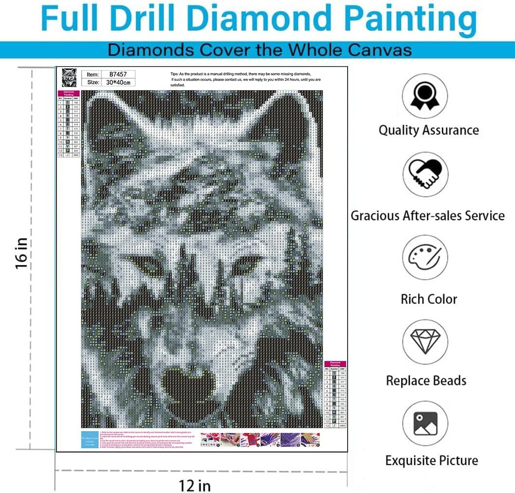 new Eiazuiks Diamond Painting Kits for Adults, Wolf 5D DIY 12x16 inches, B7457 EIAZUIKS - KOEEK