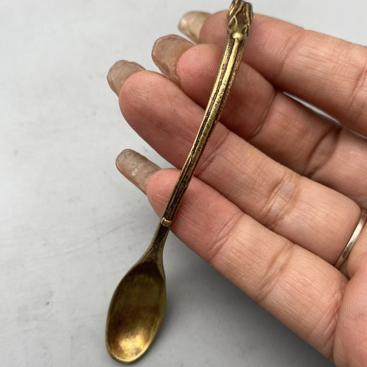 Brass Spoon Tea Spoon Dragon Head Handle Copper Craft Utensil 4pc 07FC0E-D4 - KOEEK