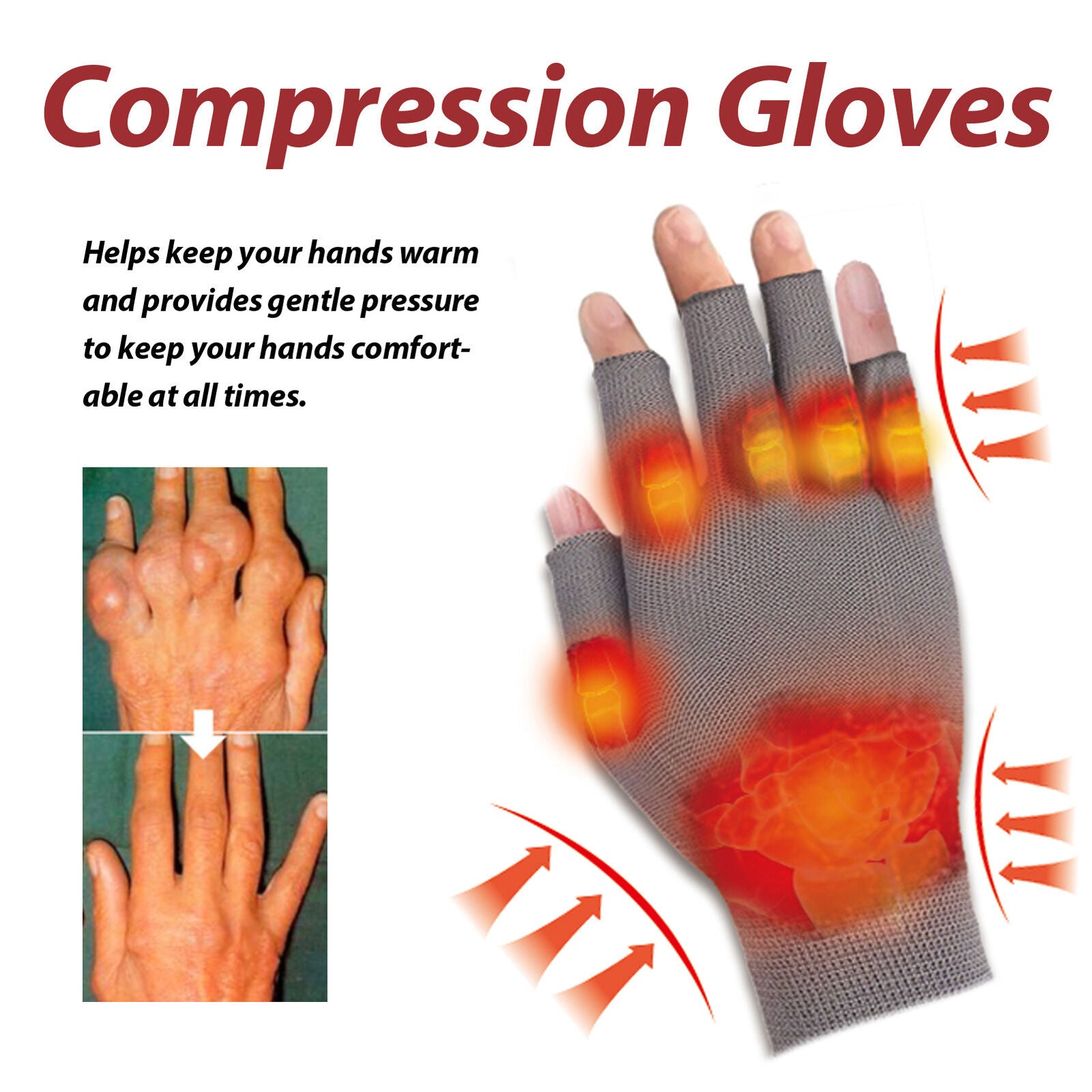 new Compression Gloves for Carpal Tunnel Fingerless Half Typing Open-Finger Gloves koeek - KOEEK