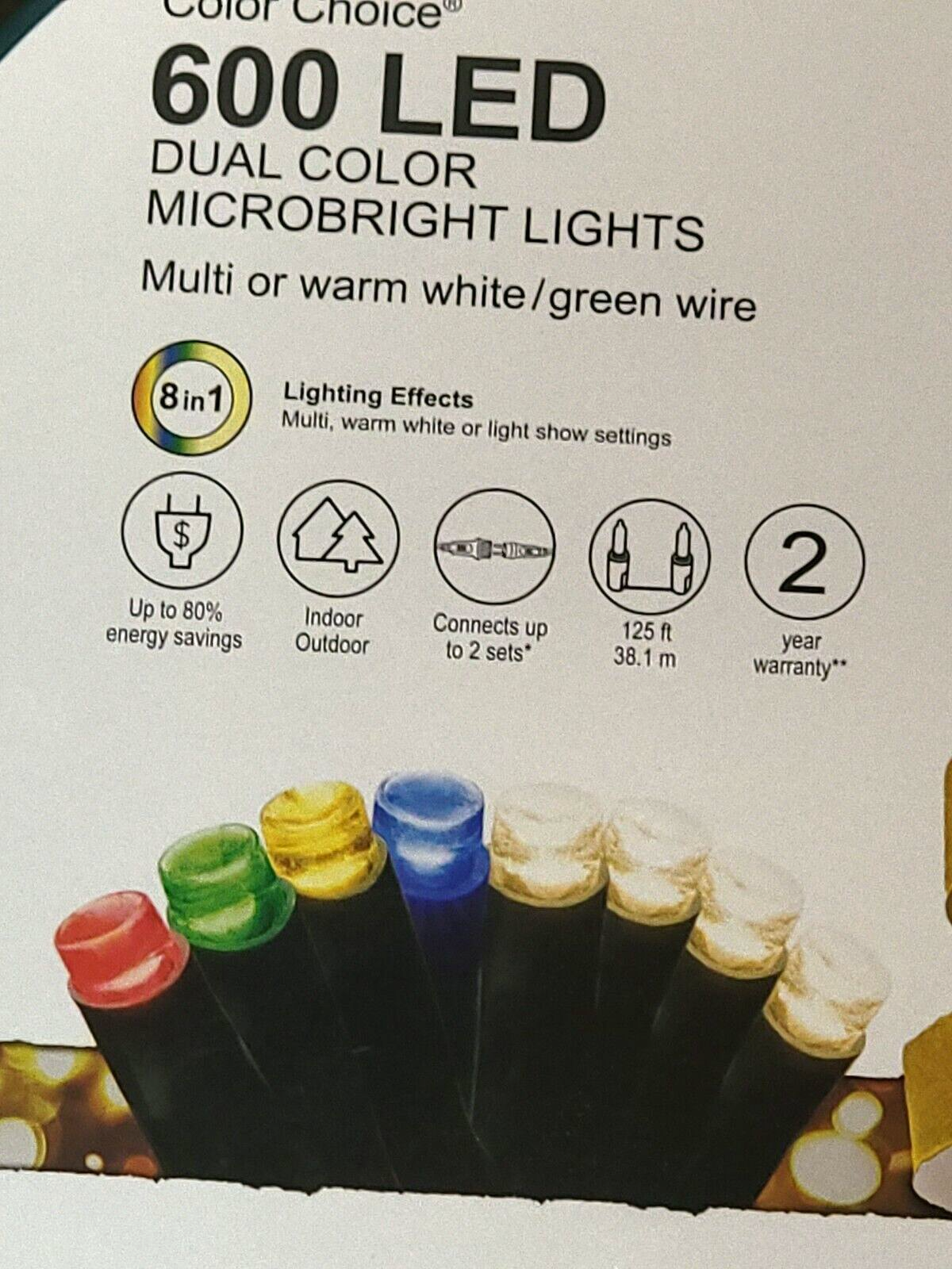 GE Color Choice 600 Ct Dual Color Multicolor Warm White LED MicroBright Lights GE - KOEEK