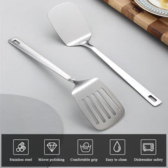 new Kyraton Stainless Steel Spatulas Set, Silver Slotted Turner, Solid KYRATON - KOEEK