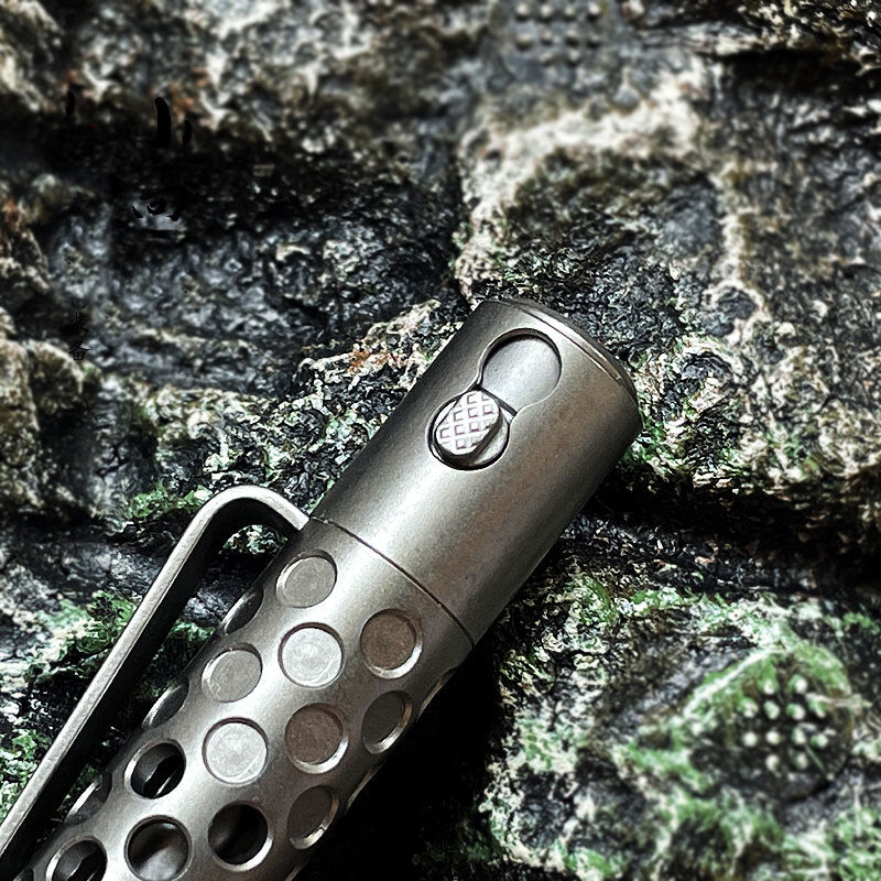 TC4 Titanium Pocket Double Locked Ball Pen Lightweight Hollowed Design EDC Pen 07FC0E-D4 - KOEEK