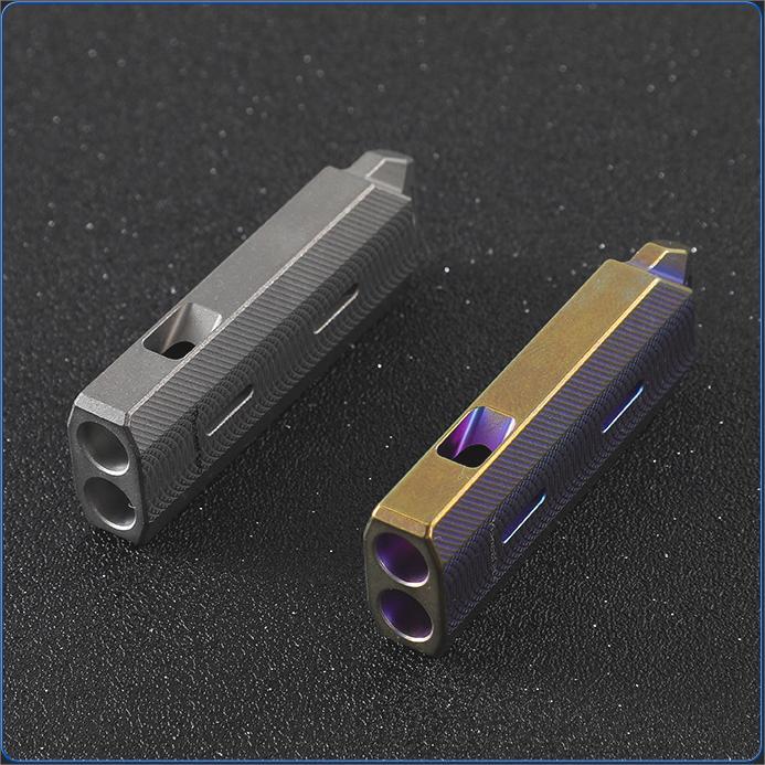 Titanium Emergency Whistle Survival Safety Whistle Double tubes Outdoor EDC Gift 07FC0E-D4 - KOEEK