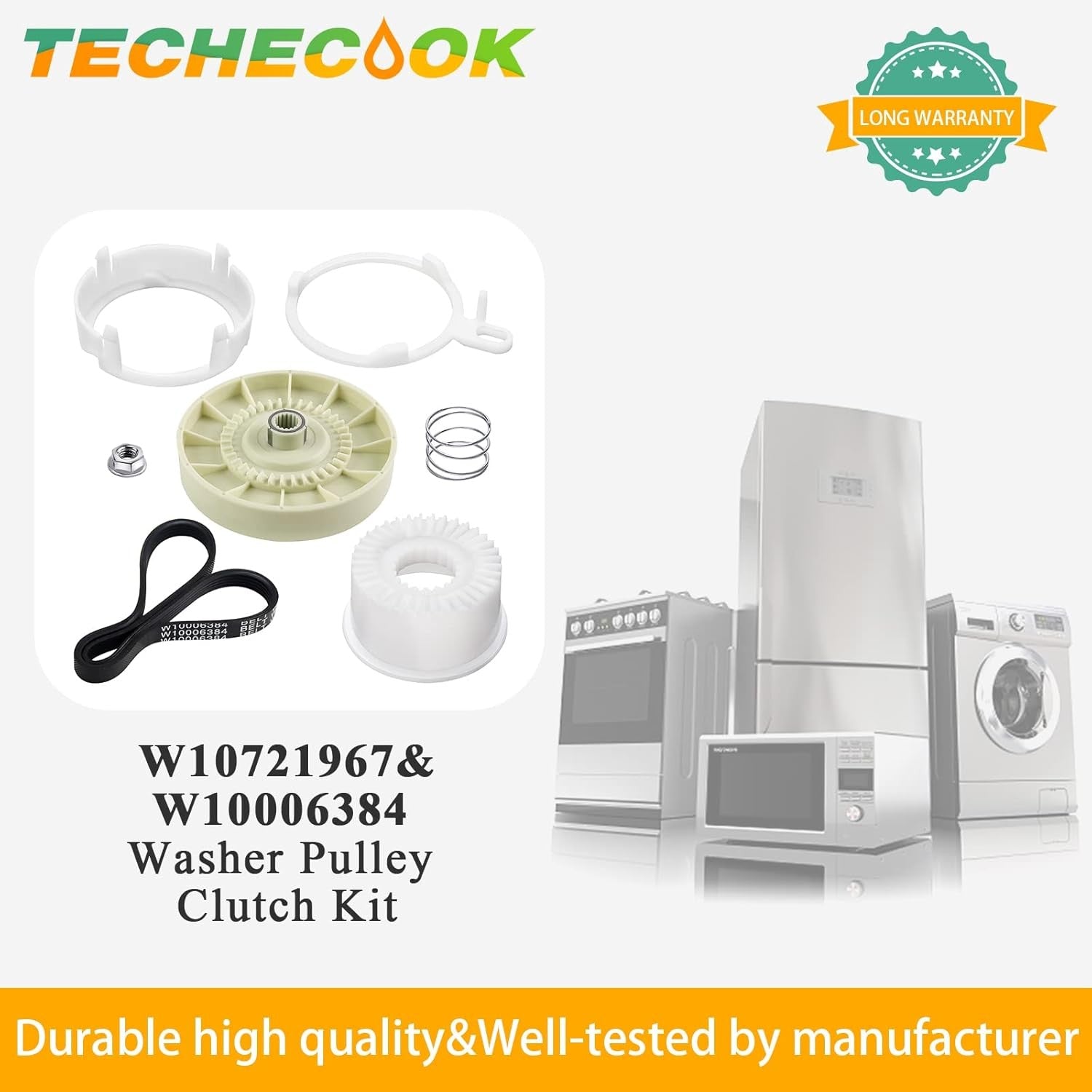 new W10721967 Washer Pulley Clutch Kit & W10006384 Drive Belt by Techecook -... TECHECOOK - KOEEK