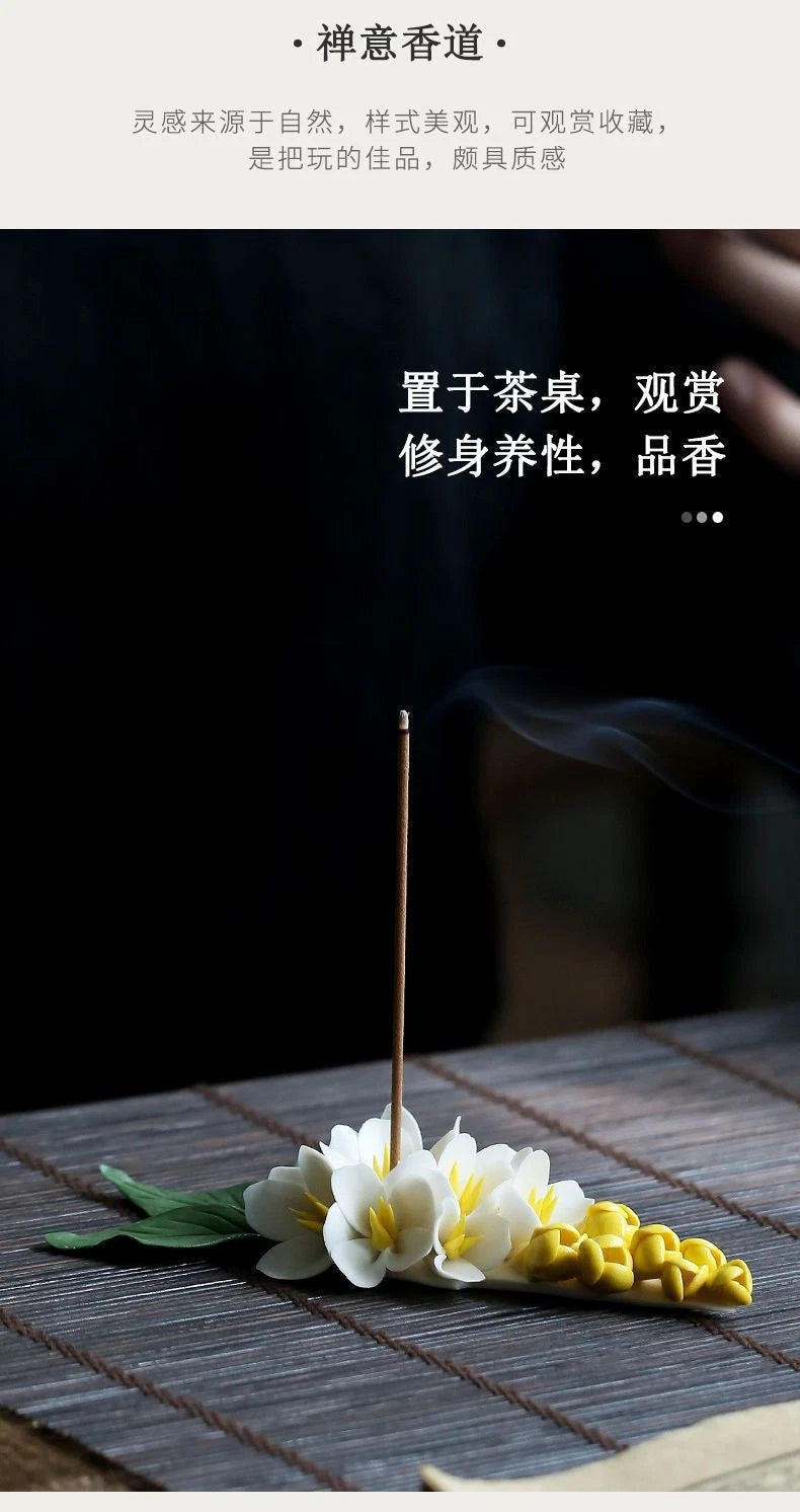 Handmade Ceramic Incense Holder Stick Incense Burner Tea Room Japanese Style 07FC0E-D4 - KOEEK