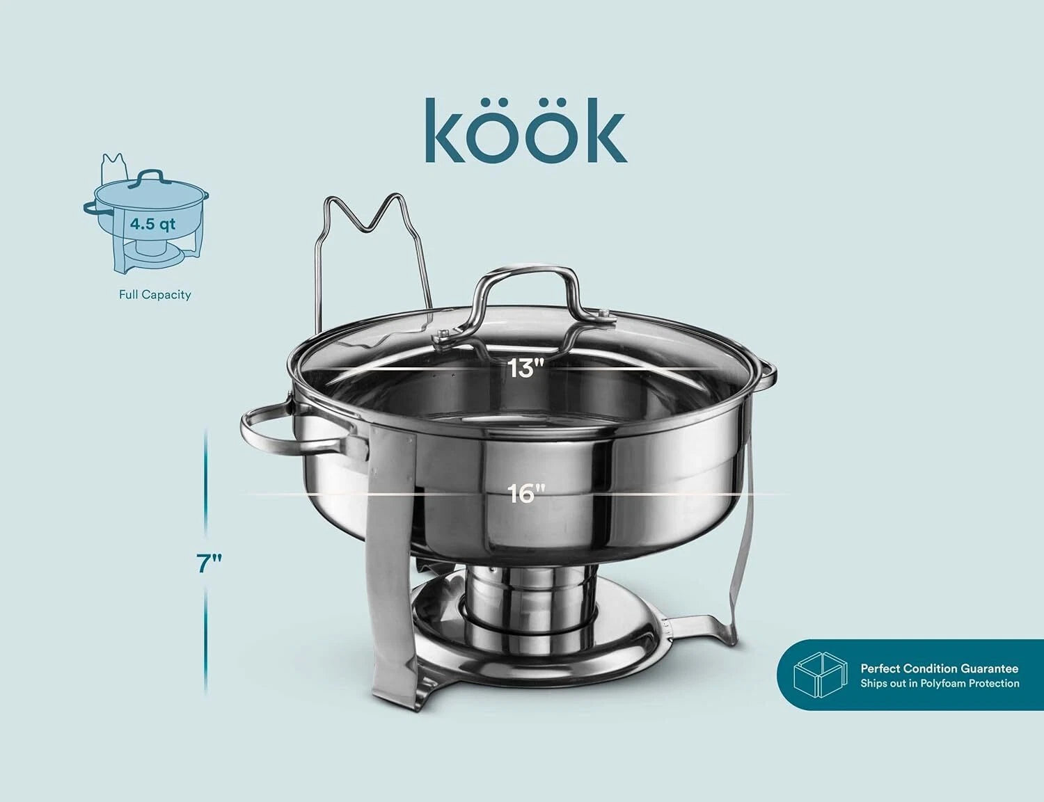 Heated Plate Set for Buffet, Catering Food Warmer, Stainless Steel, 4.5-Quart 07FC0E-D4 - KOEEK