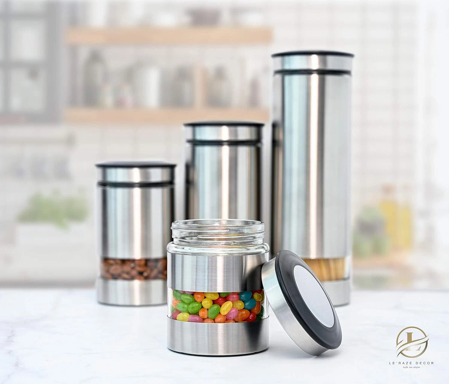 Kitchen Countertop Airtight Food Storage Container with Window, Set of 4 07FC0E-D4 - KOEEK