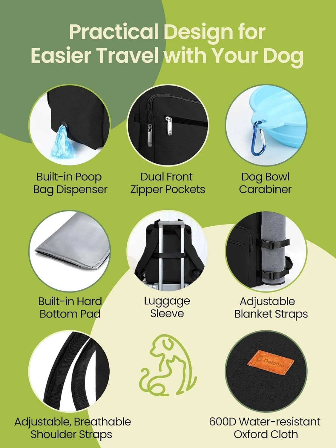 Dog Travel Bag, Airline Certified Multi-Purpose Organizer Backpacks 07FC0E-D4 - KOEEK