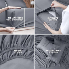 Queen Bed Sheets Set - 4 Piece Bedding - Brushed Microfiber - Shrinkage and Fade 07FC0E-D4 - KOEEK