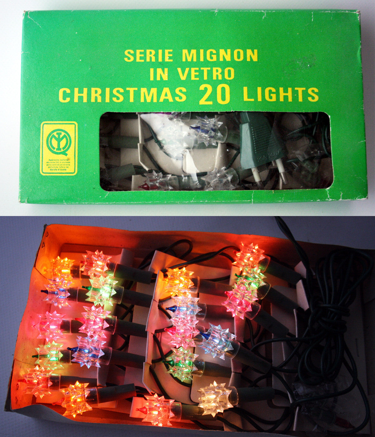 RARE VINTAGE 80'S CHRISTMAS 20 DIAMOND TREE LIGHTS STRING  NOS ! 07FC0E-D4 - KOEEK