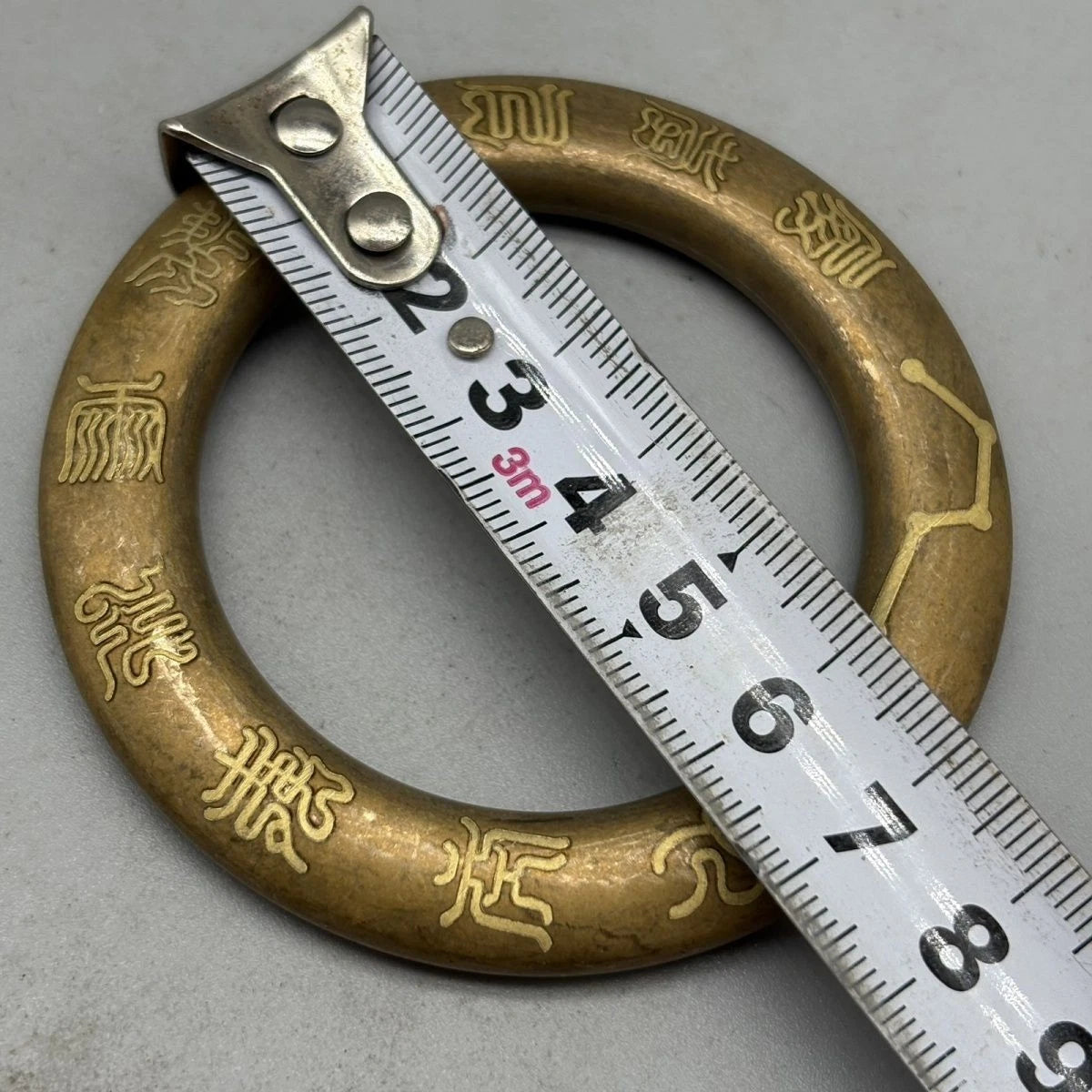 Tibetan Brass Thunder Strike Cross Seven Star Scripture Engraved Bangle 07FC0E-D4 - KOEEK