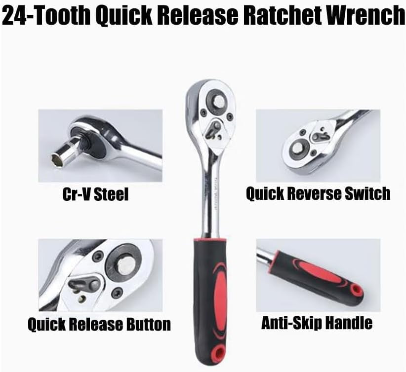 new 12-Piece Ratchet Socket Wrench Set, Drive Set of Small, As Shown