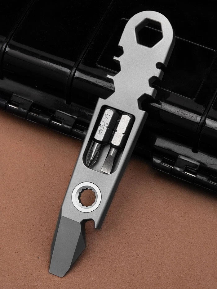 Titanium Alloy Pocket Pry Bar Ratchet Wheel Crowbar Outdoor Multi Tools EDC 07FC0E-D4 - KOEEK