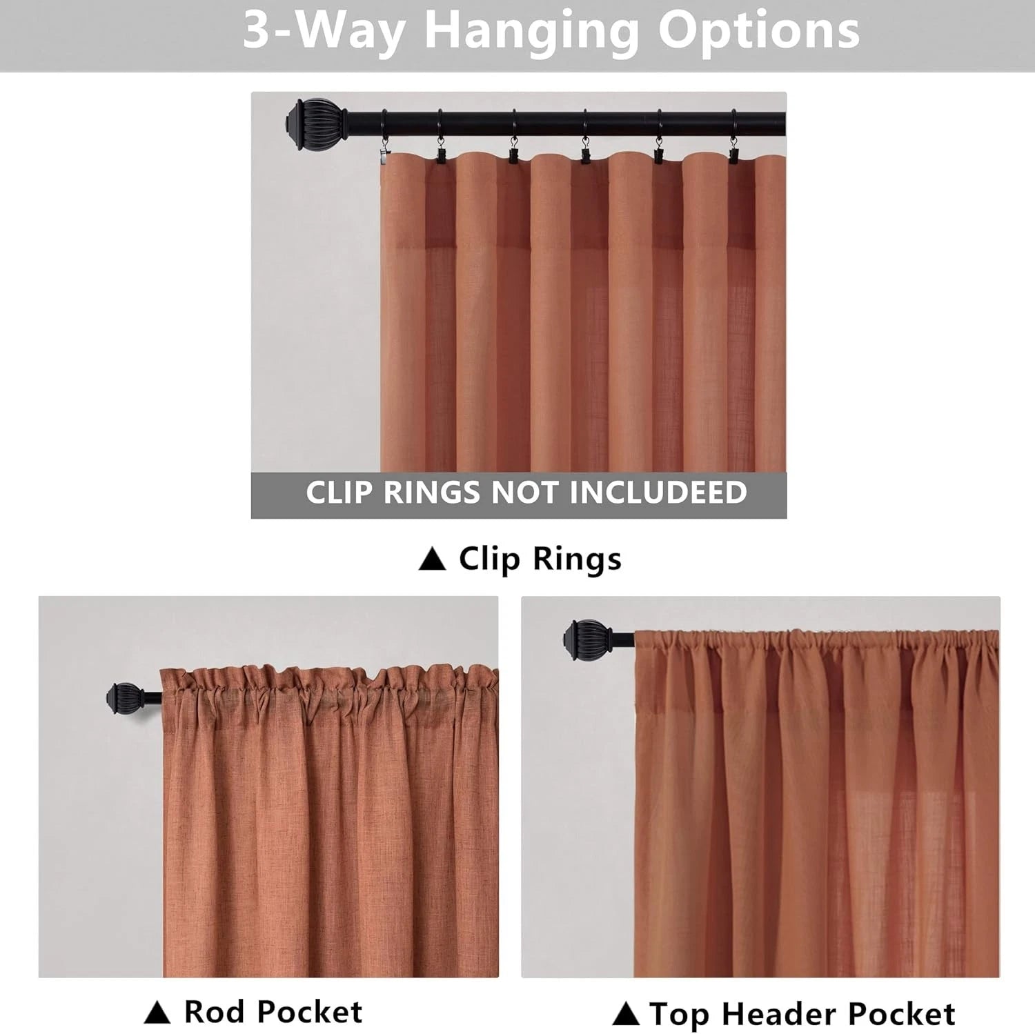 Terracotta curtains, 84 inches long, 2 panels, dimensions: 52 x 84 inches 07FC0E-D4 - KOEEK
