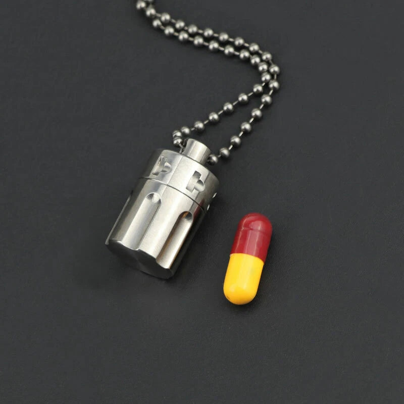 TC4 Titanium Waterproof Pill Container Revolver Cylinder Keychain Pendant EDC 07FC0E-D4 - KOEEK