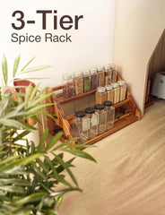 Acacia Wood Spice Rack for Countertop - Wooden Tray Holds 24 Jars Spice Racks 07FC0E-D4 - KOEEK