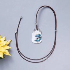 Silver Plated Lotus Pendant Necklace Unisex Cloisonne Enamel Minimalist Charm 07FC0E-D4 - KOEEK