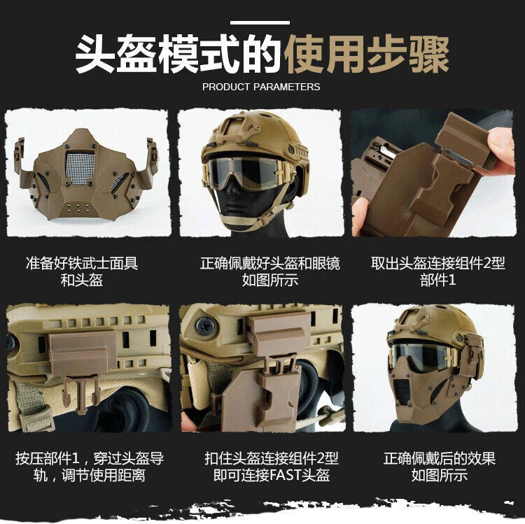Tactical Airsoft FAST Helmet W/ Mask Goggle Paintball Protective Hunting Helmet 07FC0E-D4 - KOEEK