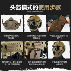 Tactical Airsoft FAST Helmet W/ Mask Goggle Paintball Protective Hunting Helmet 07FC0E-D4 - KOEEK