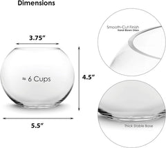Glass Bubble Vase (H-4.5" W-5.5", Approx. 1/4 Gal.) Small Fish Bowl 07FC0E-D4 - KOEEK