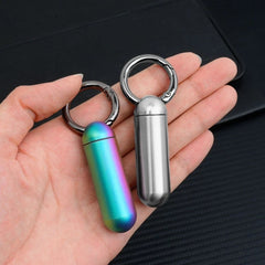 Titanium Pill Holder Container Organizer Case Box Waterproof Portable Keychain 07FC0E-D4 - KOEEK