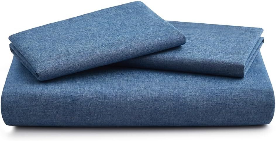 new LOVQUE  Washed Cotton Duvet Cover Queen Size, Denim Blue Queen, LOVQUE - KOEEK