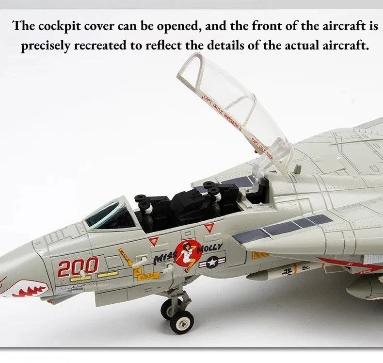 1/72 F-14A Tomcat VF-111 Miss Molly Alloy Plastic Model Kit DIY Assembly Display 07FC0E-D4 - KOEEK