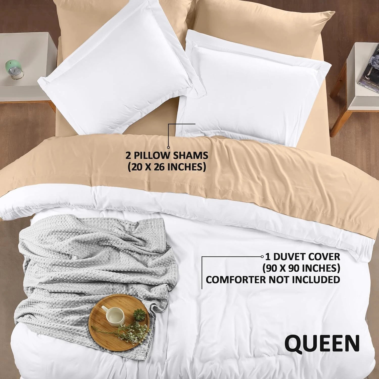 Duvet Cover Queen Size - 1 Comforter Cover with 2 Pillow Shams -3 Pieces Bedding 07FC0E-D4 - KOEEK