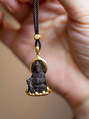 Yellow Jambhala Pendant Buddha Necklace Ethnic  Charm Vintage Chinese 07FC0E-D4 - KOEEK
