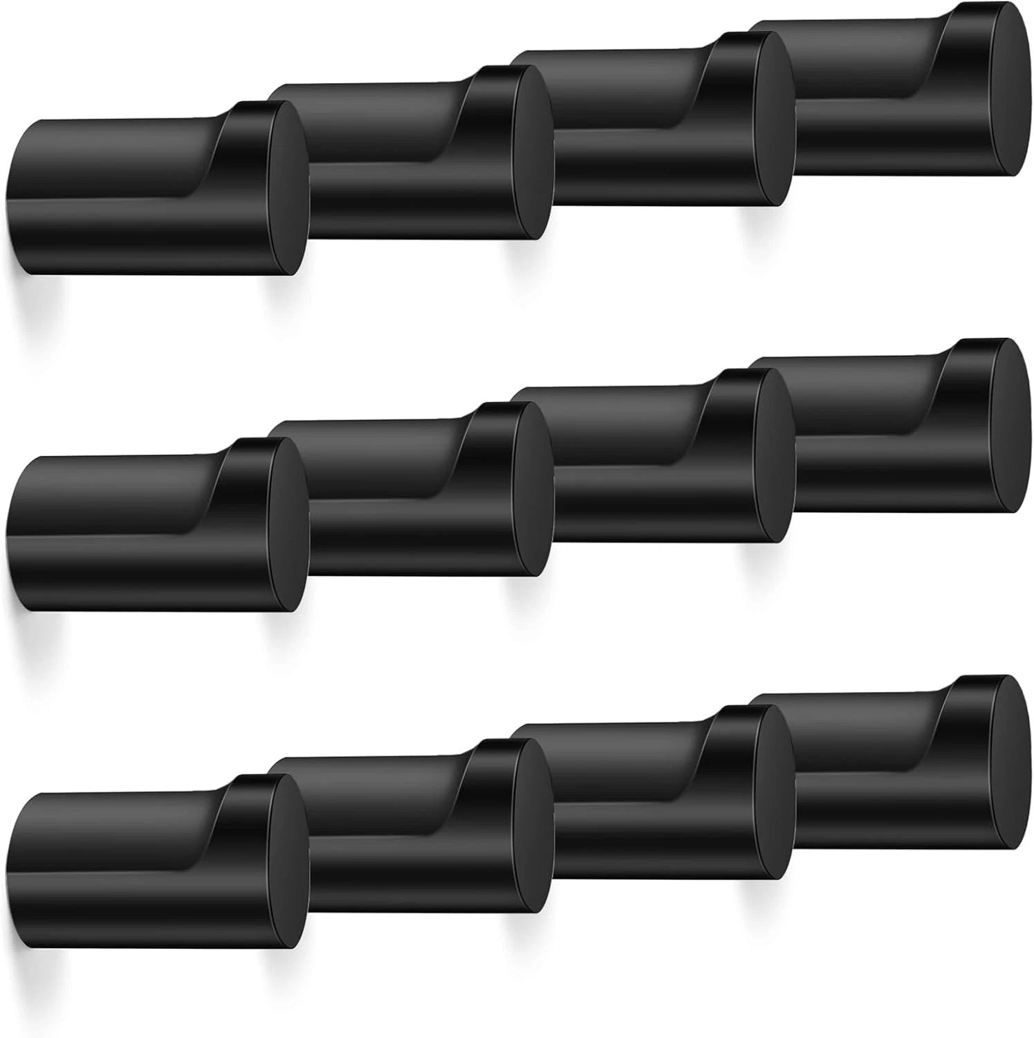 12-piece wooden wall hook set, black decorative coat hooks, wall-mounted 07FC0E-D4 - KOEEK