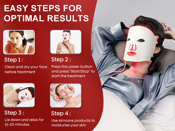 ny Red Light Therapy Face LED Face Mask Lys Therapy Mask for Facial Skin Care US