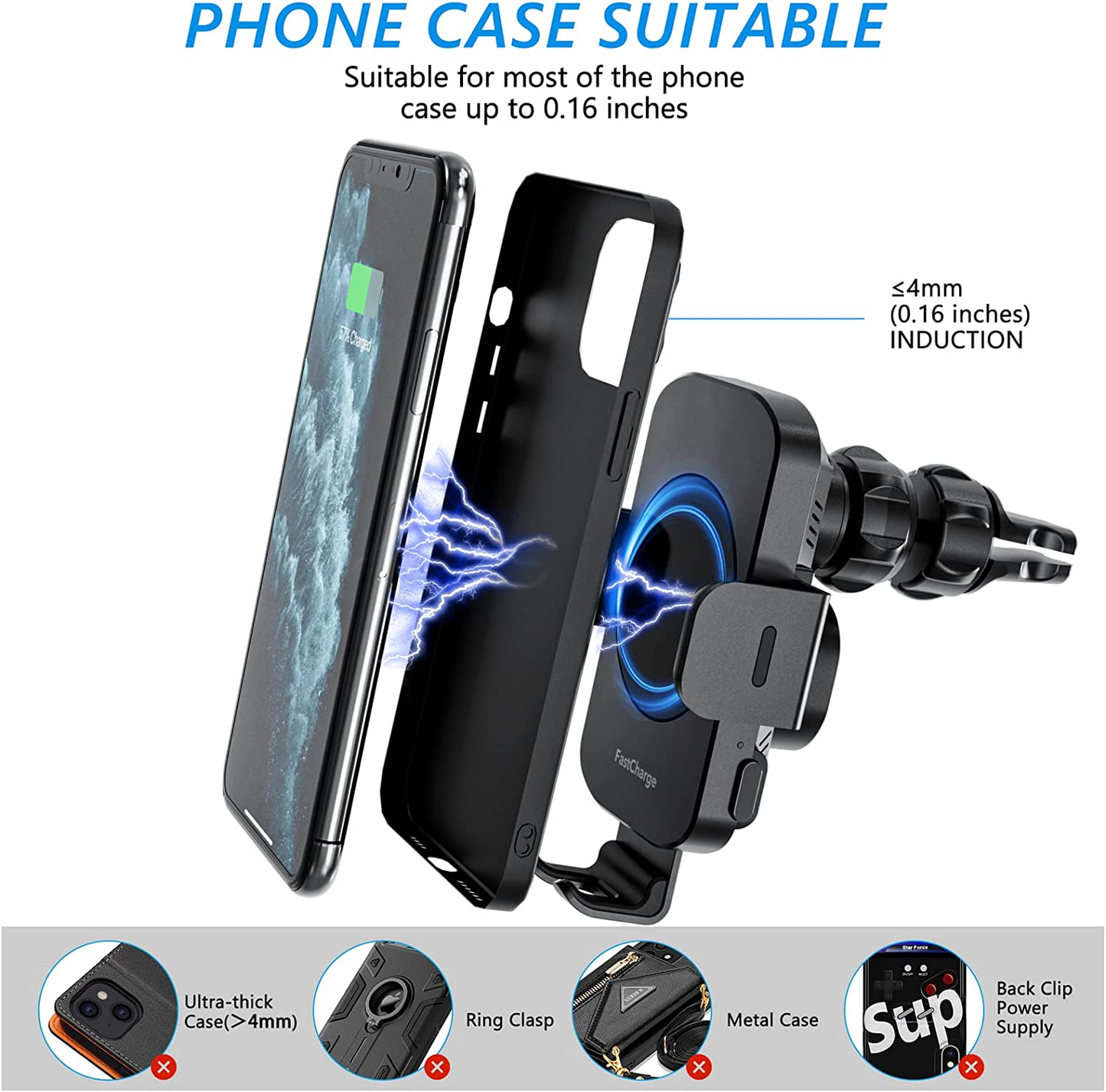 new Wireless Car Charger, Fast Charging 15W Auto Clamping Car Charger Phone Holder koeek - KOEEK