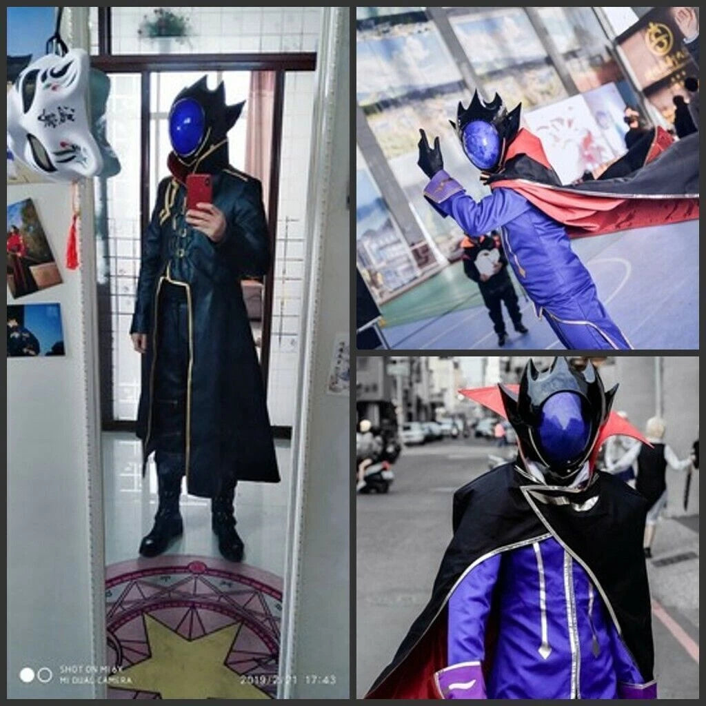 Code Geass Lelouch Zero Helmet Mask FRP Unisex Cosplay Props Halloween Masks 07FC0E-D4 - KOEEK