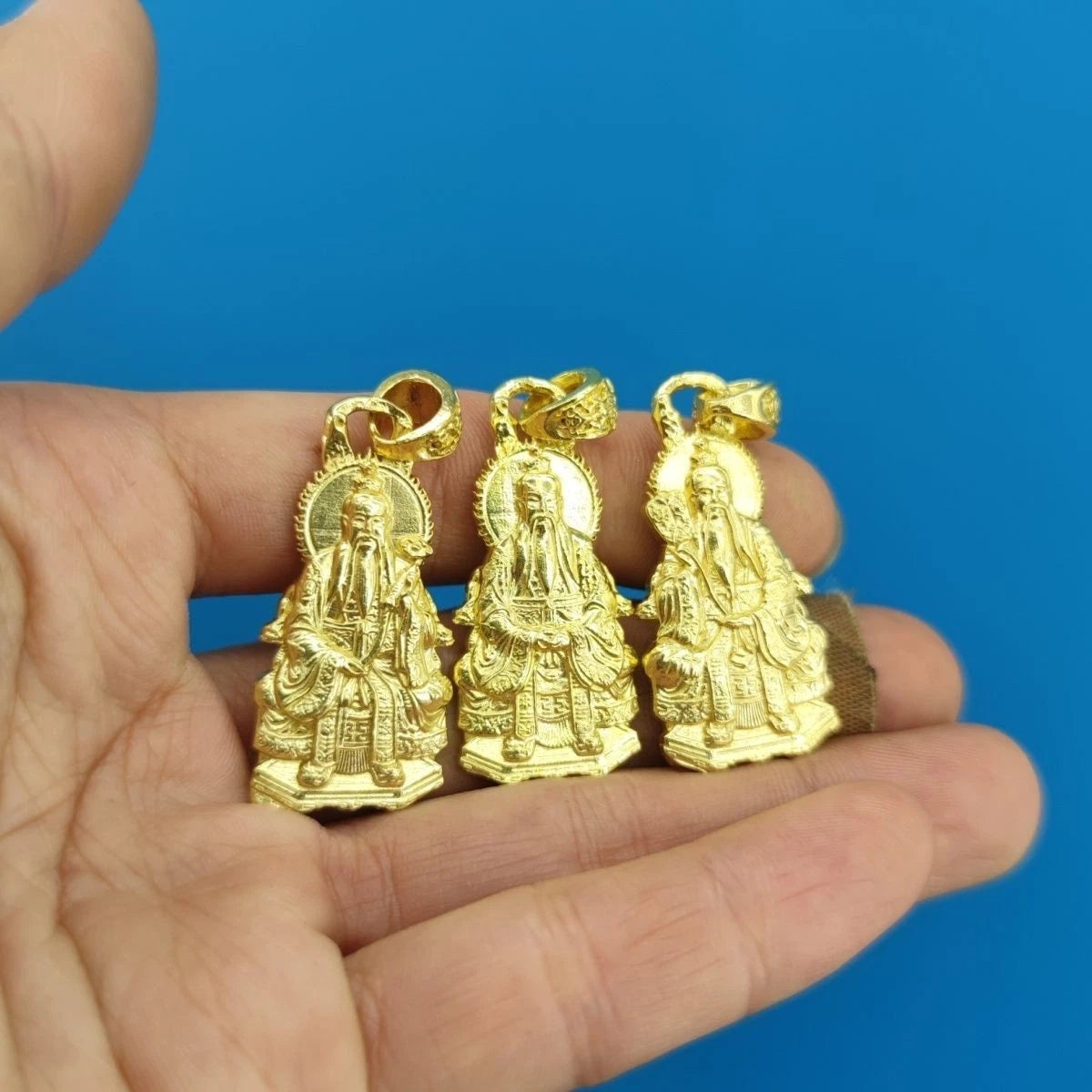 Brass Taoist Three Pure Ones Pendant Set Taishang Laojun Car Hang Amulet 07FC0E-D4 - KOEEK