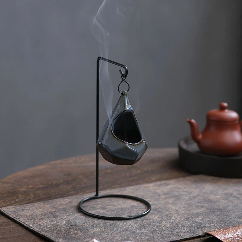 Hanging Ceramic Incense Burner Indoor Home Decor Zen Iron Art Aromatherapy 07FC0E-D4 - KOEEK