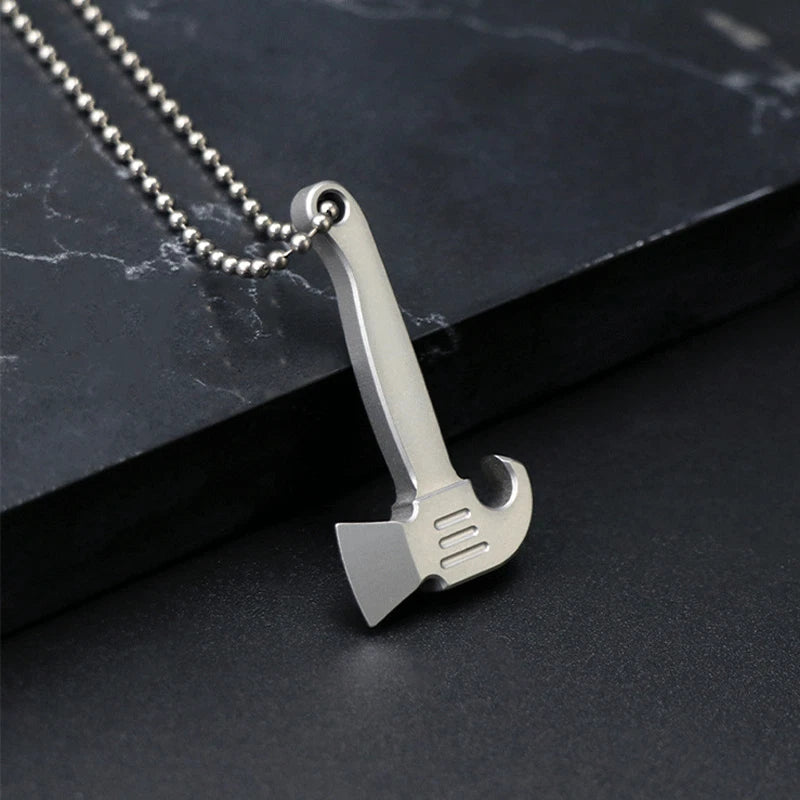 Mini Titanium Alloy Pendant Pry Bar Crowbar Bottle Opener Necklace EDC Keychain 07FC0E-D4 - KOEEK