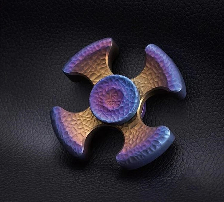 FEGVE Titanium EDC Baked blue Aerolite Four-Hand quadrangle Fidget Spinner Toy 07FC0E-D4 - KOEEK