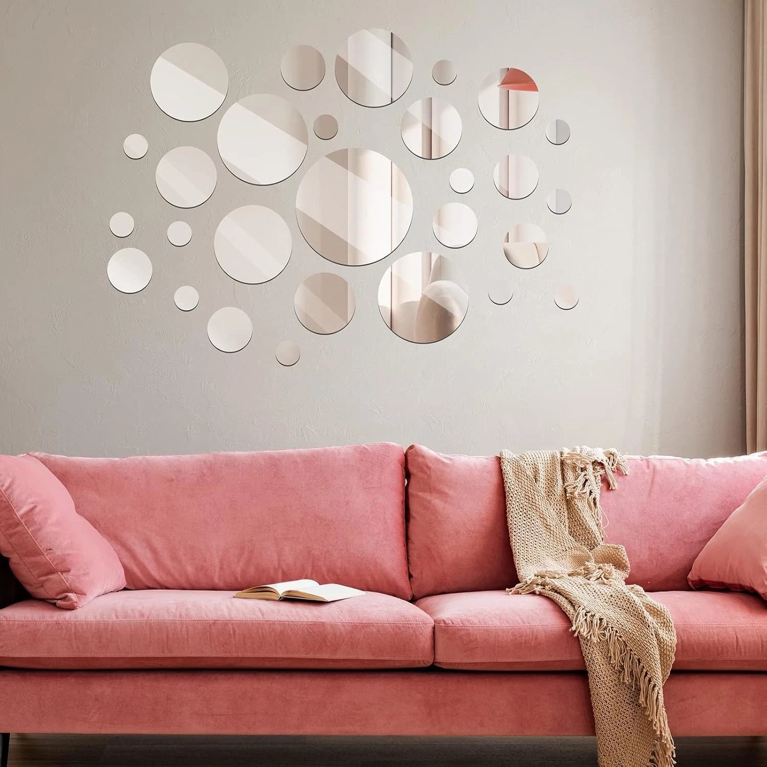 Real Glass Round Mirror Tiles Frameless Round Wall Mirrors Glass Mirror Tiles 07FC0E-D4 - KOEEK